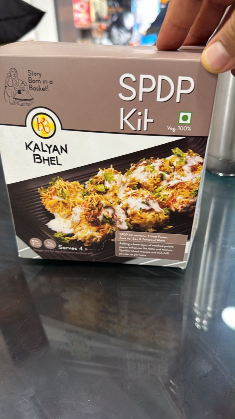 Printed carton for a bhel and SPDP snack kit.