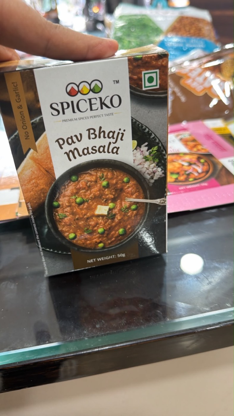 Printed mono carton for pav bhaji masala.