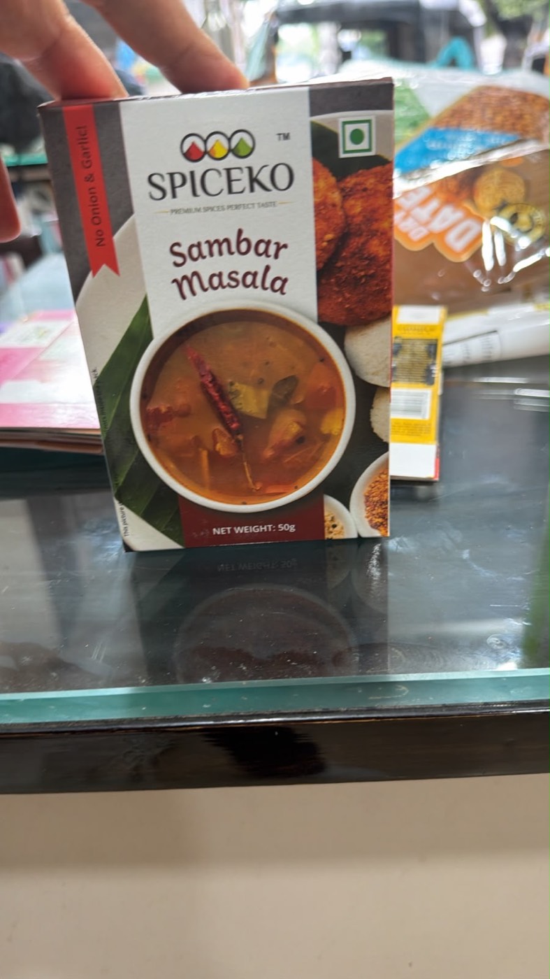 Printed mono carton for sambar masala.