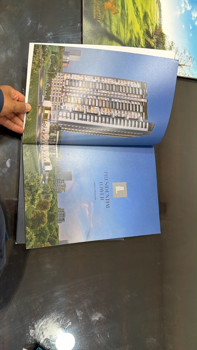 Open brochure for a residential tower in Pimple Saudagar.