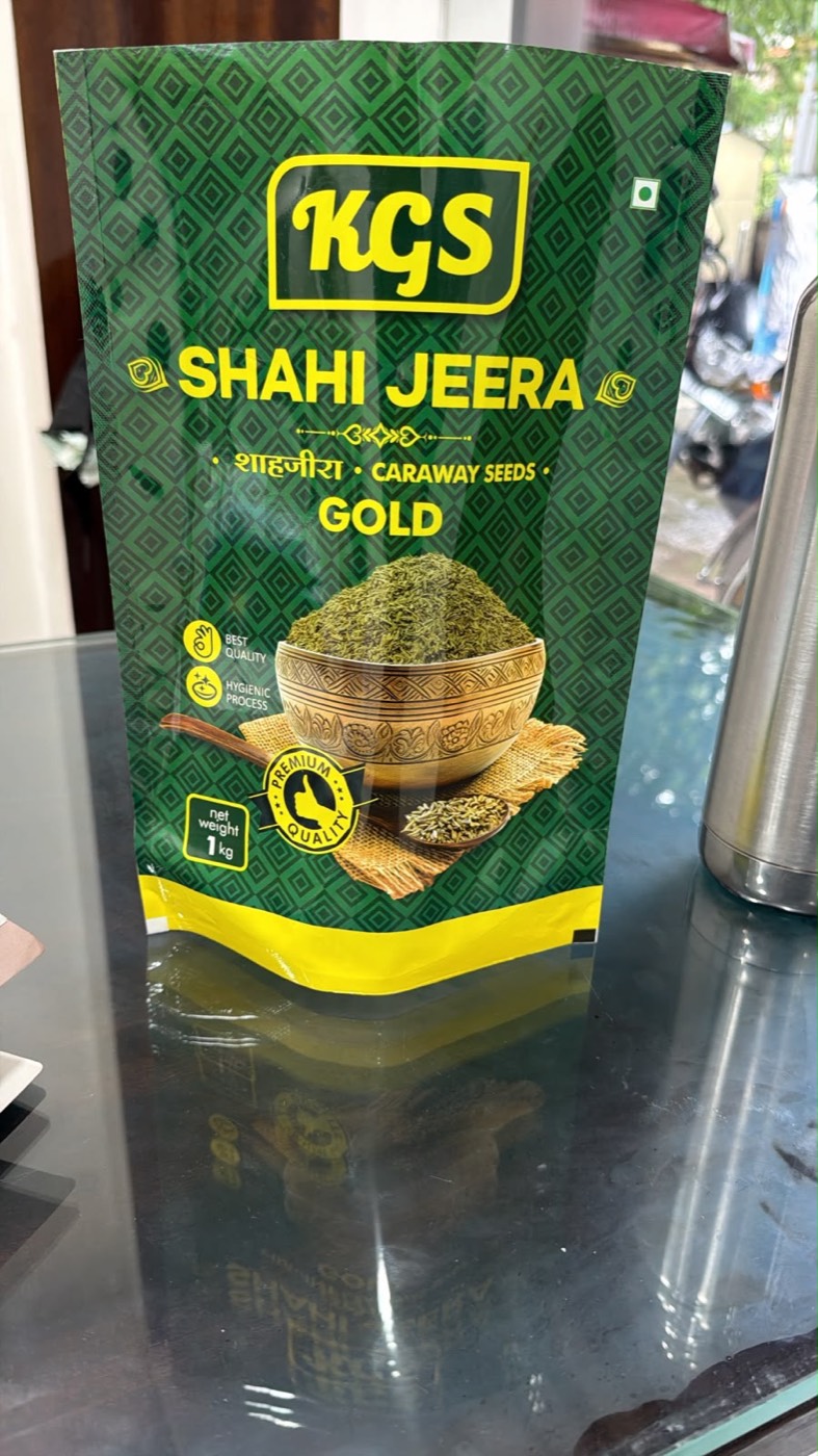 Stand-up spice pouch printed for a caraway seeds brand.